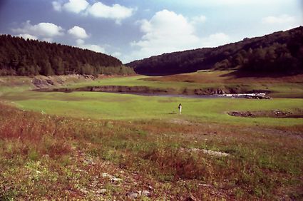 Leer gelaufen. Die Wuppertalsperre als blühende Gartenlandschaft.